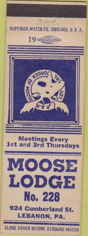 Matchbook Cover - Matchbook Cover Moose Lodge Lebanon PA