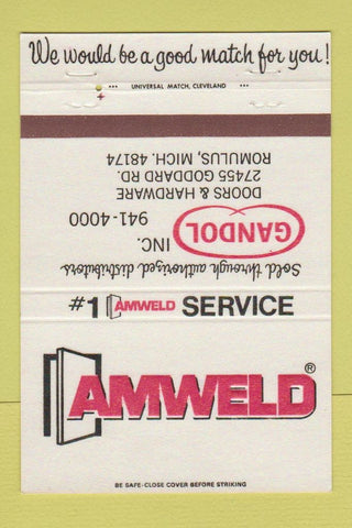 Matchbook Cover - Amweld Gandol Inc Romulus MI doors hardware 40 Strike