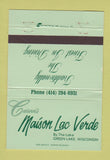 Matchbook Cover - Carver's Maison Lac Verde Green Lake WI GREEN 40 Strike