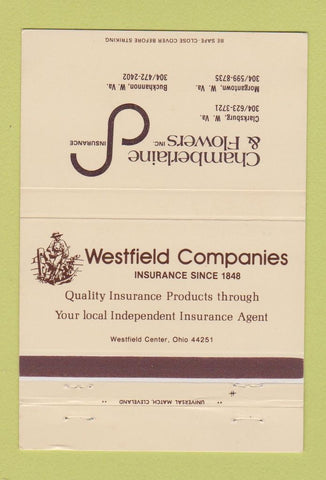 Matchbook Cover - Chamberlaine and Flowers Insurance Clarksburg WV 40 Strike