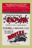 Matchbook Cover - Wrecks Inc Body Shop? Whitestown IN 40 Strike