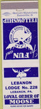 Matchbook Cover - Matchbook Cover Moose Lodge Lebanon PA white/blue