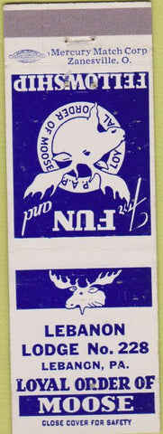 Matchbook Cover - Matchbook Cover Moose Lodge Lebanon PA white/blue
