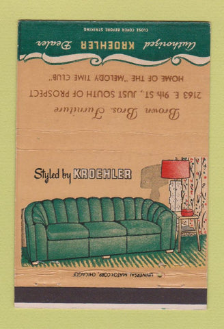 Matchbook Cover - Kroehler Brown Bros Furniture 40 Strike
