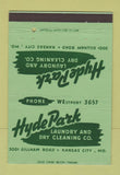 Matchbook Cover - Hyde Park Laundry Dry Cleaning Kansas City MO 40 Strike