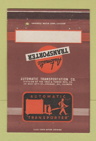 Matchbook Cover - Automatic Transporter Chicago IL lifts pallet 40 Strike