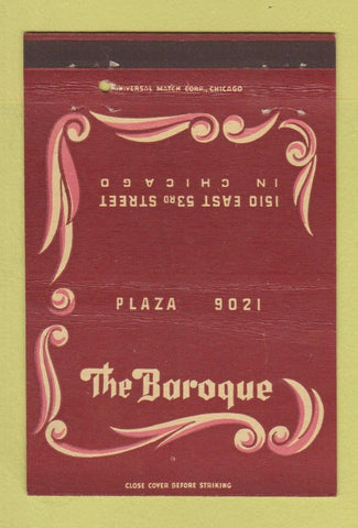 Matchbook Cover - The Boroque Chicago IL cocktail lounge 40 Strike
