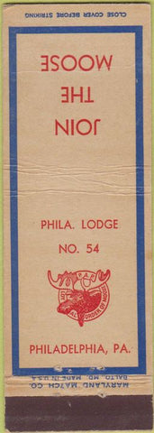 Matchbook Cover - Matchbook Cover Moose Lodge Philadelphia PA