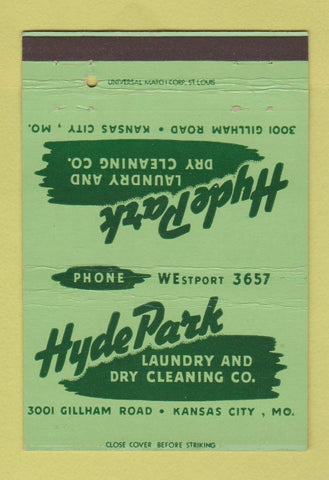Matchbook Cover - Hyde Park Laundry Dry Cleaning Kansas City MO 40 Strike