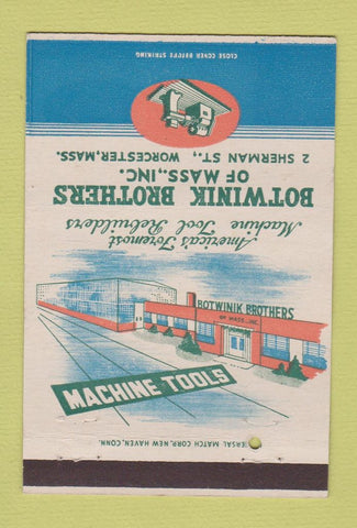 Matchbook Cover - Botwinik Brothers Machine Tool Worcester MA 40 Strike