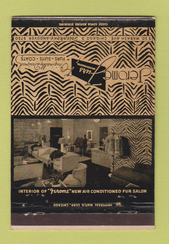 Matchbook Cover - Jerome Furs Chicago IL WEAR 40 Strike