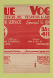 Matchbook Cover - Vouge Cleaners Laundry Milwaukee WI MISCUT BACK 40 Strike