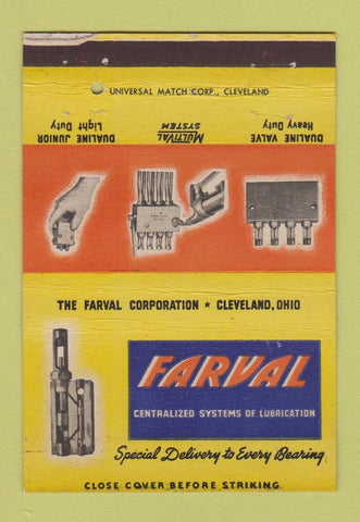 Matchbook Cover - Farval Lubrication Cleveland OH WORN 40 Strike
