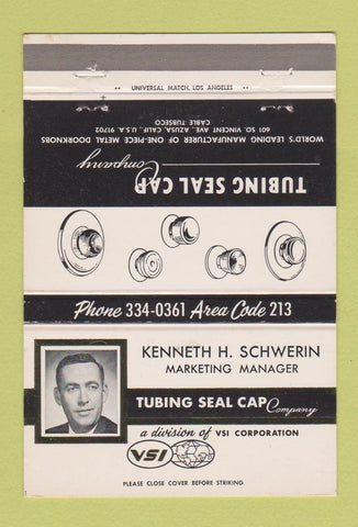Matchbook Cover - Tubing Seal Cap Corp Azusa CA Kenneth Schwerin 40 Strike