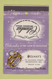 Matchbook Cover - Columbia Diamond Rings Solway's Wilmington DE WEAR 40 Strike