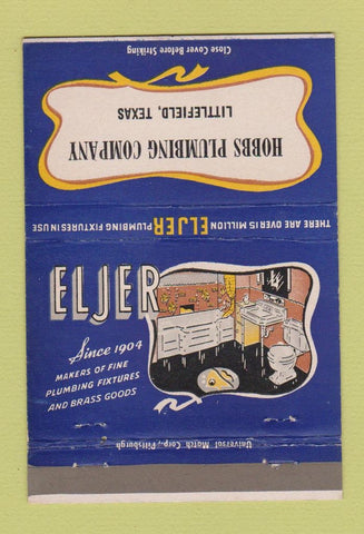 Matchbook Cover - Eljer Plumbing Fixtures Hobbs Littlefield TX 40 Strike