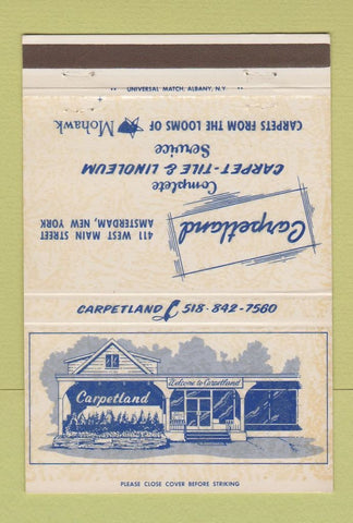 Matchbook Cover - Carpet Land linoleum Amsterdam NY 40 Strike