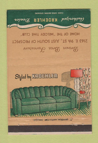 Matchbook Cover - Kroehler Furniture Brown Bros 40 Strike