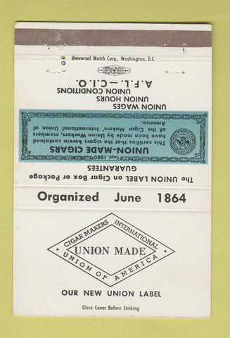 Matchbook Cover - Union Made Label Cigars 40 Strike