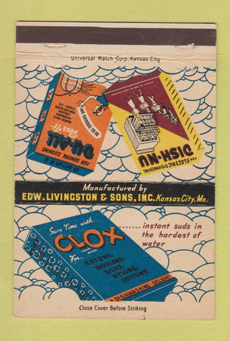 Matchbook Cover - Cleaners Clox Dish Nu Du All Kansas City MO girlie 40 Strike