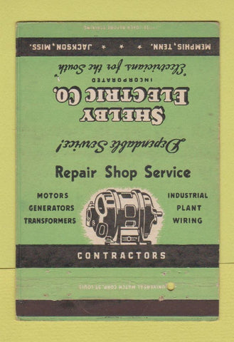 Matchbook Cover - Shelby Electric Jackson MS 40 Strike