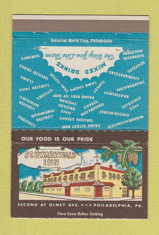 Matchbook Cover - Schwarzwald Inn Philadelphia PA 40 Strike