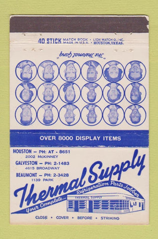 Matchbook Cover - Thermal Supply Houston Galveston Beaumont TX WEAR 40 Strike