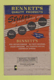 Matchbook Cover Bennett's Mayonnaise Foods Terre Haute Baltimore WEAR 40 Strike