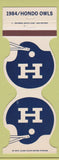 Matchbook Cover - Hondo Owls 1984 Football Hondo TX