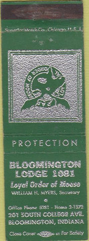 Matchbook Cover - Matchbook Cover Moose Lodge Bloomington IN