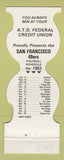 Matchbook Cover - San Francisco 49ers Football Credit Union 1982