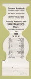 Matchbook Cover - San Francisco 49ers Football 1980 Antioch Credit Union