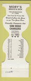 Matchbook Cover - San Diego Chargers Football 1982 Moby's Briler Point Loma CA
