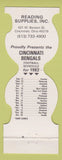 Matchbook Cover - Cincinnati Bengals Football 1982 Reading Supplies OH