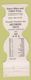 Matchbook Cover - Baltimore Colts Football 1981 Ettco Wire Ridgewood NY #1