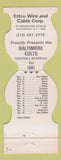 Matchbook Cover - Baltimore Colts Football 1981 Ettco Wire Ridgewood NY #2