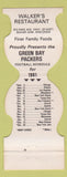 Matchbook Cover - Green Bay Packers Football 1981 Walker's Beaver Dam WI #1