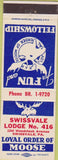Matchbook Cover - Matchbook Cover Moose Lodge Swissvale PA