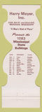 Matchbook Cover - Mississippi State Football 1983 Harry Meyer Meridian MS