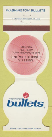 Matchbook Cover - Washington Bullets Basketball DC Smitty's Lumber 1981