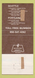 Matchbook Cover - America West Motor Hotels Seattle WA Portland OR 30 Strike
