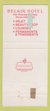 Matchbook Cover - Belair Hotel Chicago IL 30 Strike
