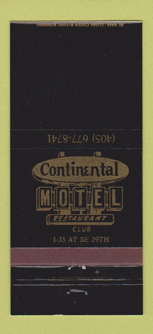 Matchbook Cover - Continental Motel Restaurant Oklahoma City OK 30 Strike