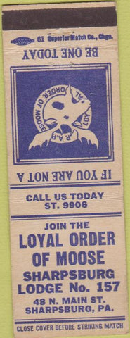 Matchbook Cover - Matchbook Cover Moose Lodge Sharpsburg PA