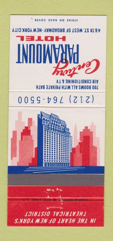 Matchbook Cover - Century Paramount Hotel New York City 30 Strike