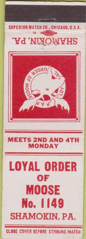 Matchbook Cover - Matchbook Cover Moose Lodge Shamokin PA