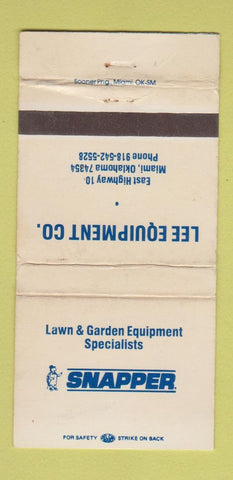 Matchbook Cover - Lee Equipment Snapper Mowers Miami OK WORN 30 Strike