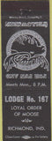 Matchbook Cover - Matchbook Cover Moose Lodge Richmond IN