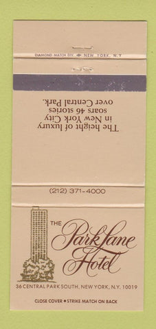 Matchbook Cover - Park Lane Hotel New York City 30 Strike