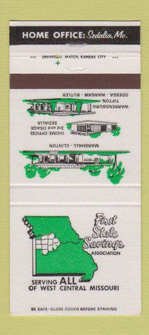 Matchbook Cover - First State Savings Sedalia MO 30 Strike